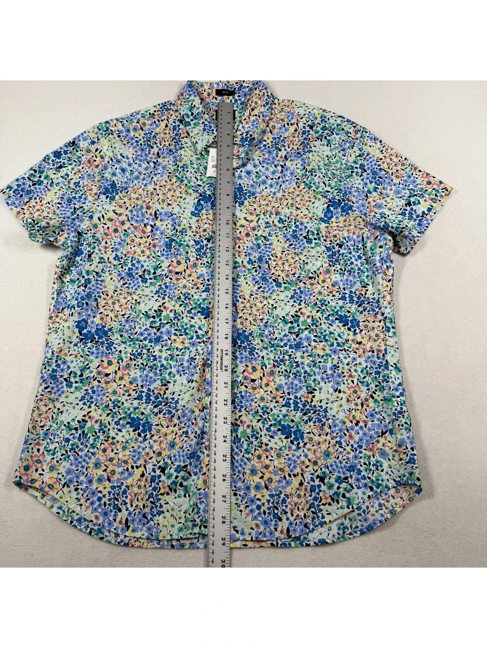 J. Crew Flex Washed Shirt Mens Slim Large Floral Print Short Sleeve Casual NWT